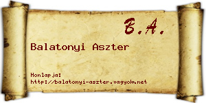 Balatonyi Aszter névjegykártya